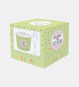 وعاء بوظة دائري بتصميم غرافيكي