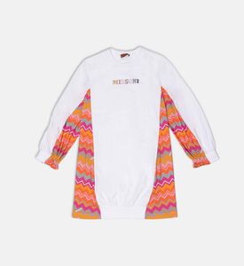 فستان قطن أبيض متعرج للبنات