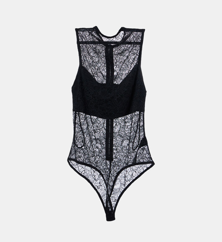 Floral-embroidery Sleeveless Bodysuit