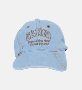 Embroidered Logo Faded Denim Baseball Cap Embroidered Logo Faded Denim Baseball Cap