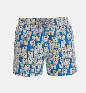 شورت سباحة أزرق بطبعة فيلة