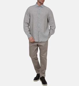 قميص كتان المخطط بأزرار أمامية