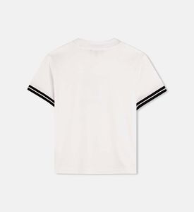 Cotton Striped Ribbed Trim T-shirt Cotton Striped Ribbed Trim T-shirt