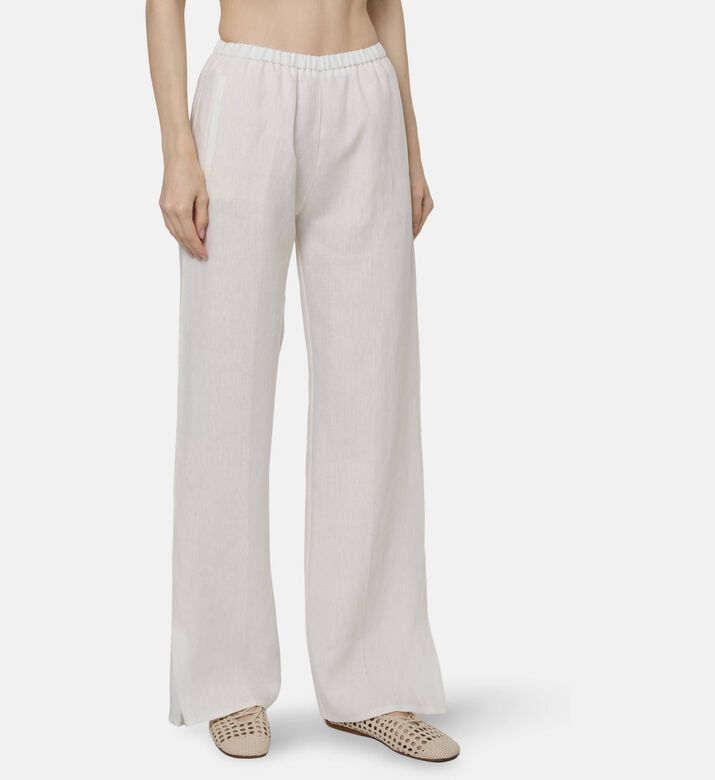 Forte-Forte Linen Cloth Elasticated Wide-leg Pants, Model View