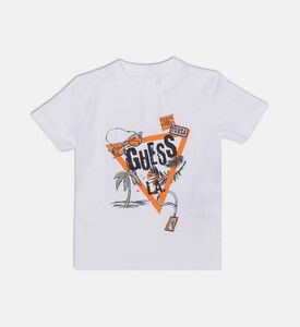 Guess Logo-print Snap Closure T-shirt, White, 18m, Packshot View