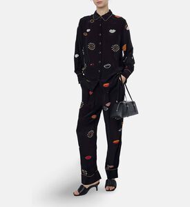 Farm Rio Beaded Kisses Button Closure Shirt, Model View