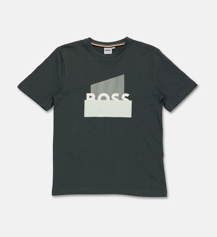Boss Centered Logo Jersey T-shirt, Grey, 14y, Packshot View