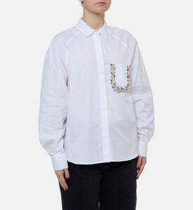 Beatrice B Floral-embellished Long-sleeve Shirt, Model View