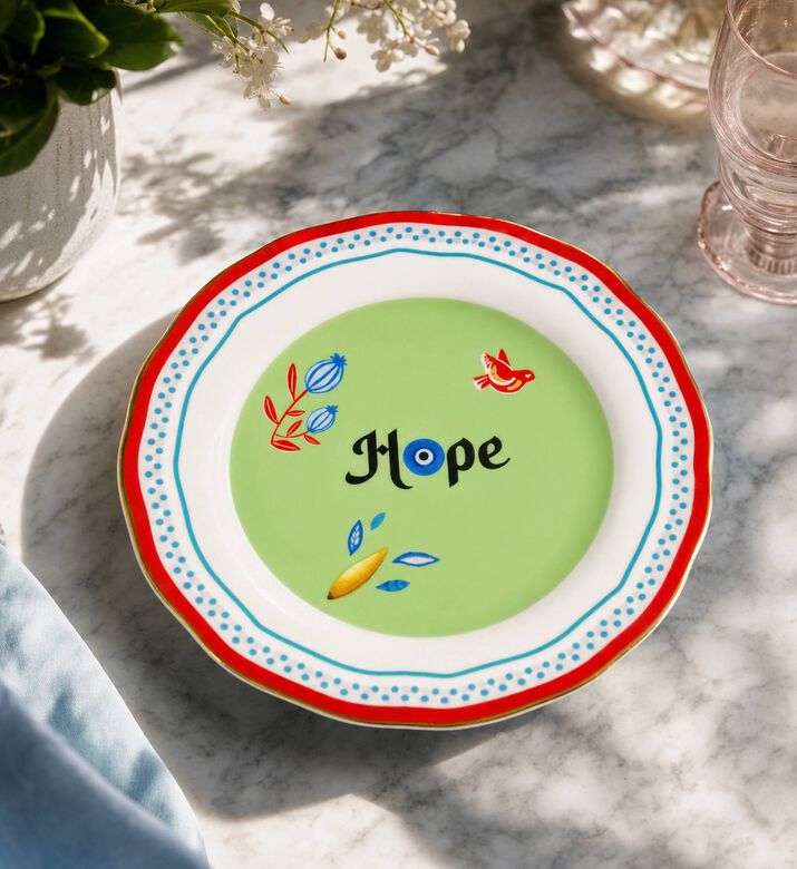 Baci Milano Mamma Mia Hope Dessert Plate- 22 Cm, Model View