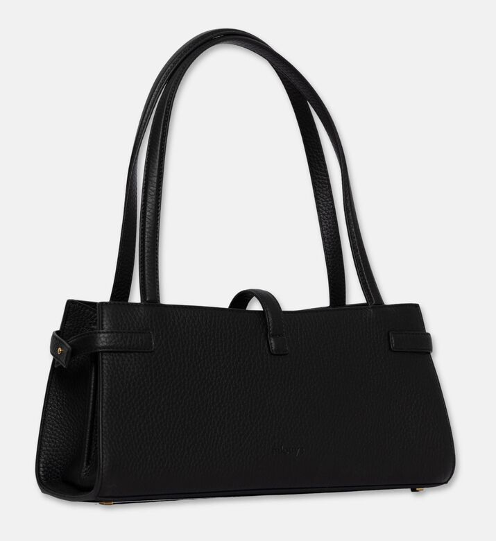 Mlouye Isla Leather Wide Tote Bag, Black, Packshot View