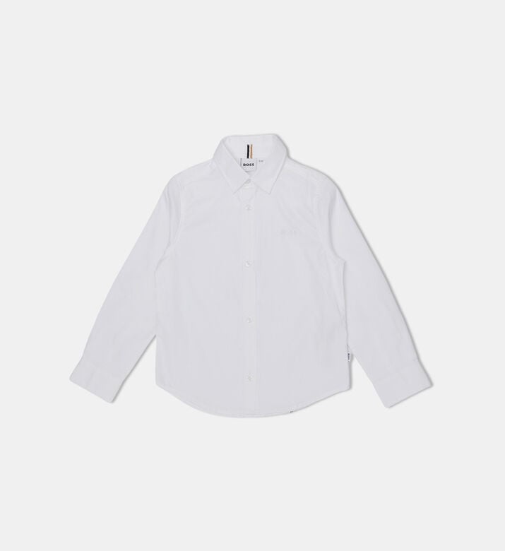 Embroidered Logo Full-button Front Long-sleeve Shirt