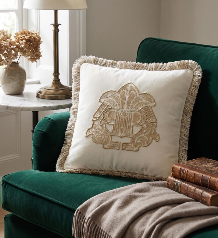 Philipp Plein Gothic-inspired Design Pillowcase, Ivory, 60x60-cm, Packshot View