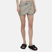 Cross-over Denim Mini Skirt