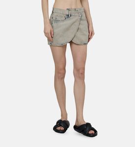 Cross-over Denim Mini Skirt