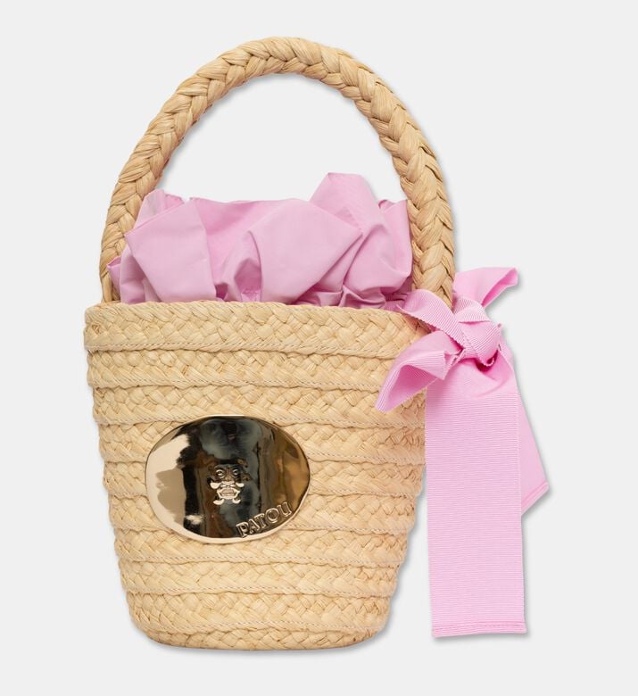 Patou Braided Handle Bucket Bag, Pink, Packshot View