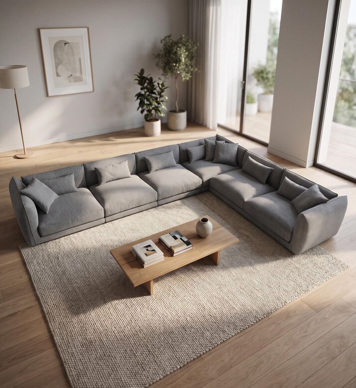 Home Deco and More Louis Fabric Corner Sofa, Packshot View