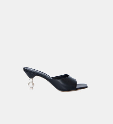 Perla Leather Med Heel Mules