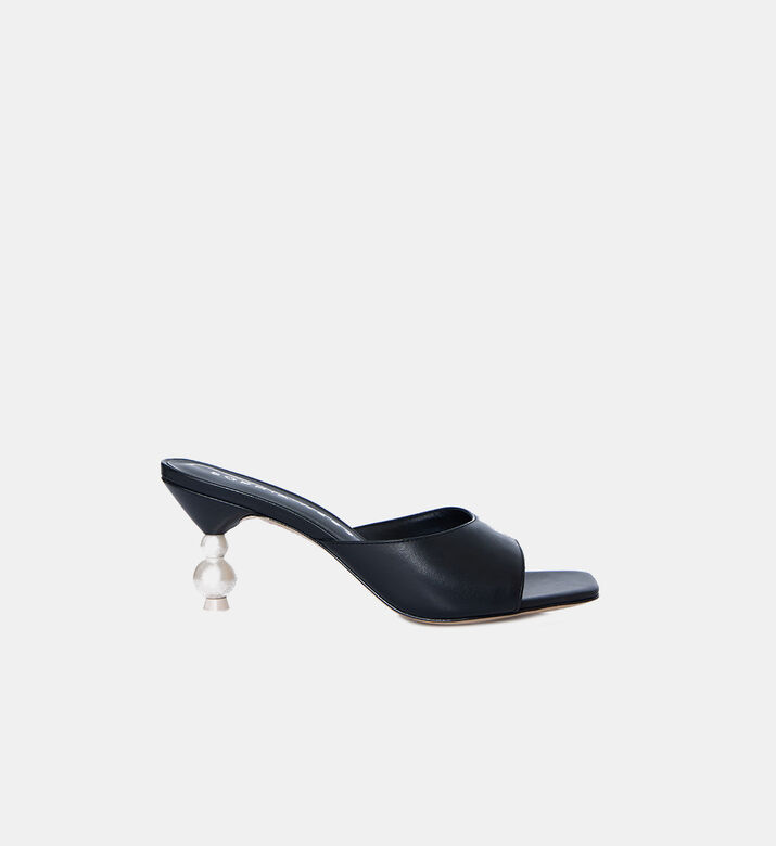 Perla Leather Med Heel Mules