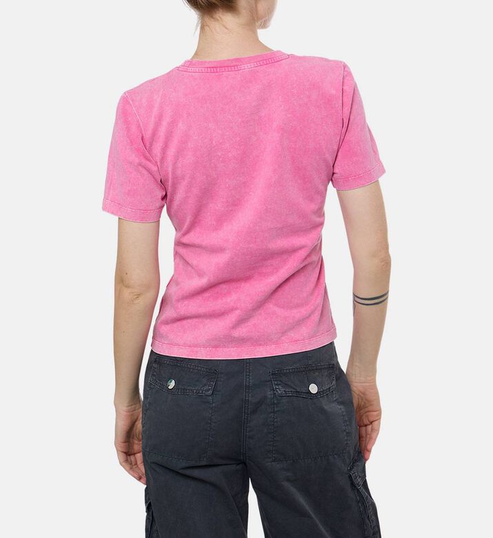 Ganni Cotton Heart-embroidery T-shirt, Model View