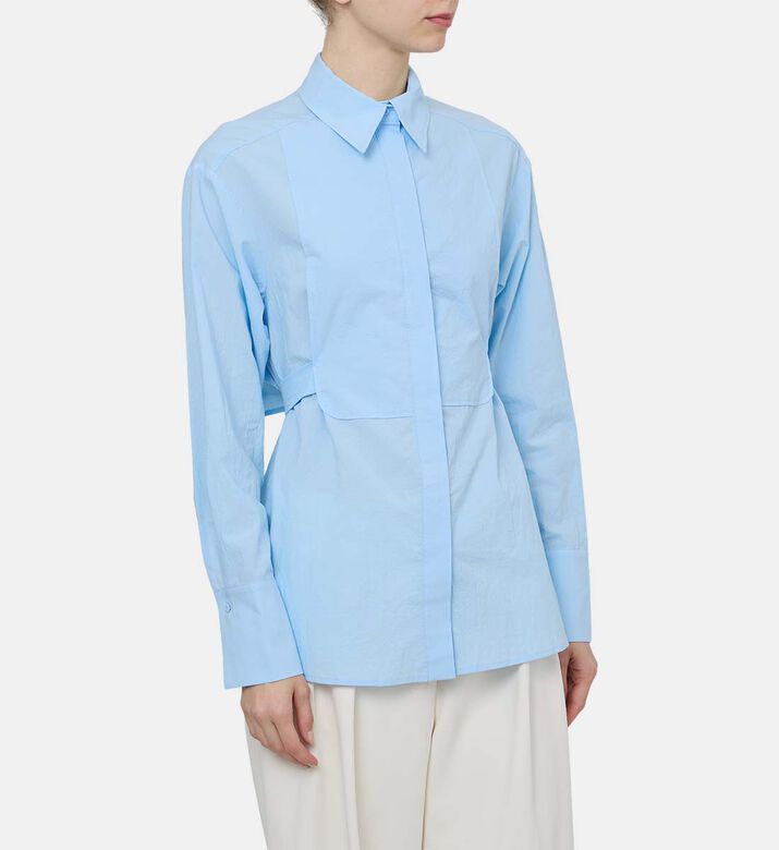 Cotton Open-back Maxi Ruffle Shirt