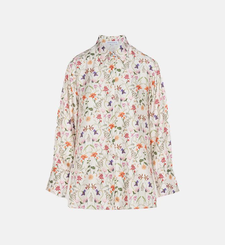 Boho Floral Cuff-detailed Shirt