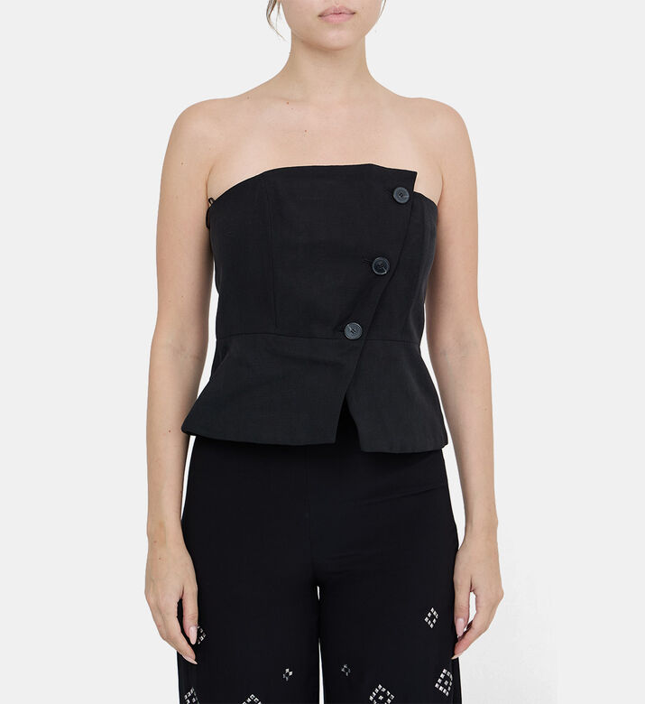 Gabriella Sleeveless Buttoned Bandeau Top