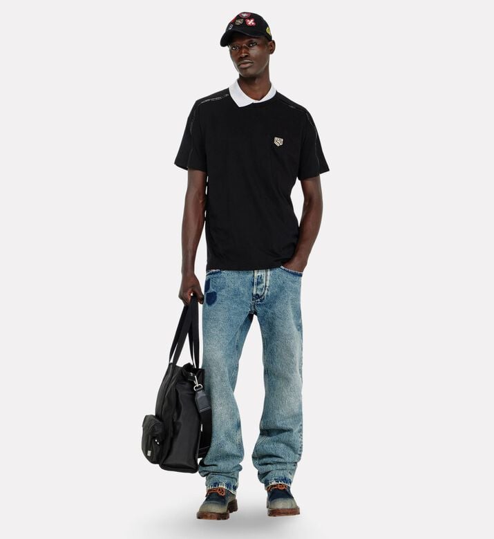 Diesel Tape-detail Crewneck T-shirt, Model View