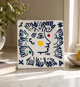 Gien Archipel Sentimental Hands Motif Extra-large Square Candy Tray, Model View