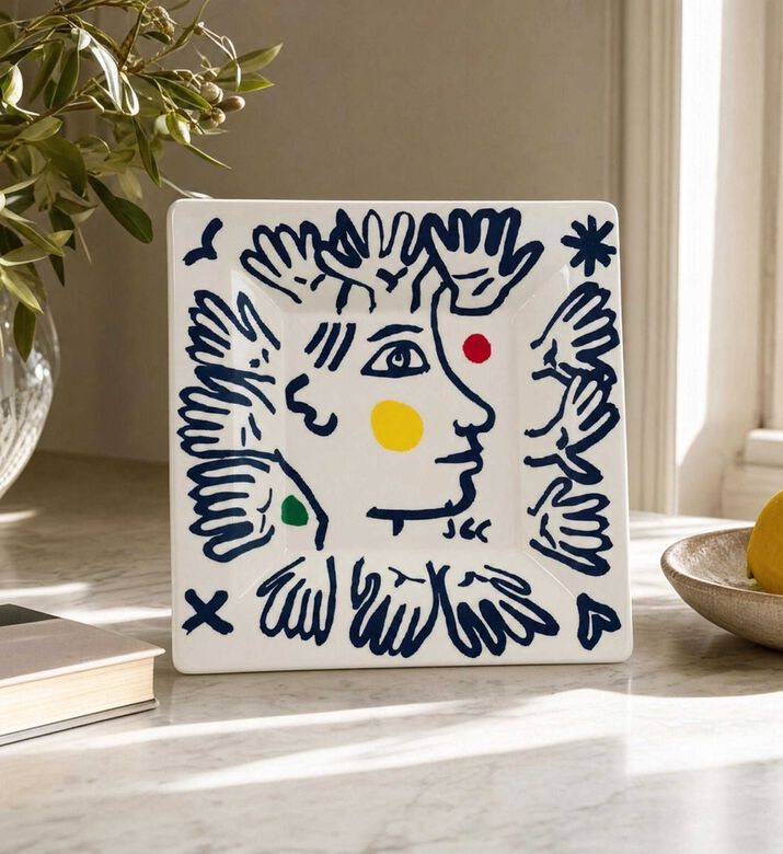 Gien Archipel Sentimental Hands Motif Extra-large Square Candy Tray, Model View