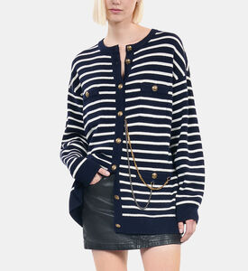 Chain-details Striped Cardigan Chain-details Striped Cardigan