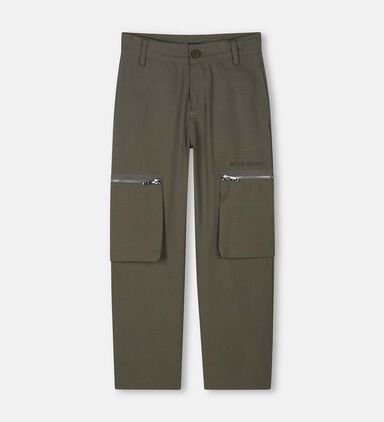 Embroidered Logo Ripstop Cotton Trousers