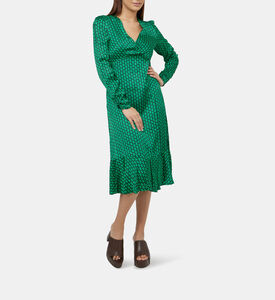 فستان ساتان مكشكش مطبوع من Reine