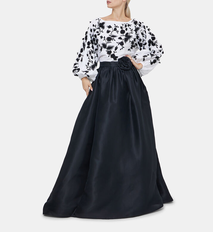 Silk Removable Flower Full Ball Skirt
