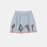 Embroidered Graphic Design Elastic Waist Skirt