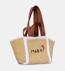 Marni Sillo Raffia-effect Shopper Bag, White, Packshot View