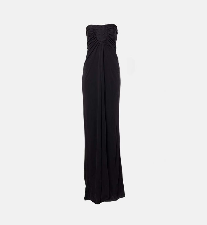 Arced U-shaped Neck Strapless Maxi Dress