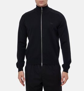 Maison Kitsune Knit Fox-embroidery High Neck Jacket, Model View