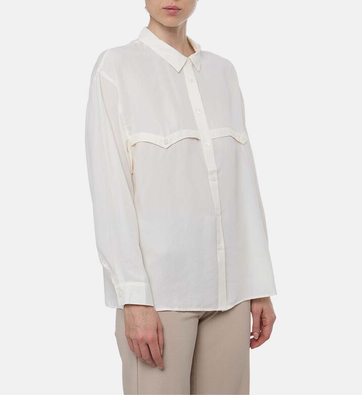 Ba and Sh Button Closure Long-sleeve Shirt, Off-white, M, Model View