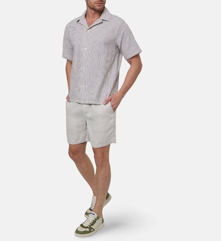 Les Deux Stripe-print Short-sleeve Shirt, Model View