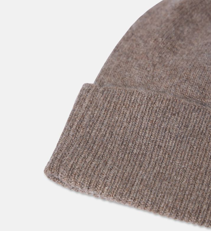 Galeries Lafayette Rib-knit Turn-up Beanie Hat, Dark-brown, Fs, Packshot View