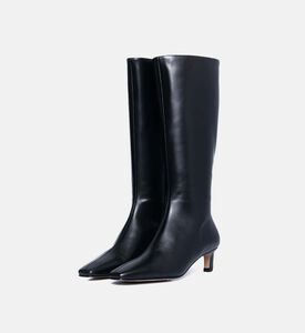 جزمة روري جلد عالية بكعب متوسط