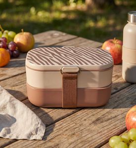 Iris Barcelona Zebra Cutlery Bento Lunch Box, Model View