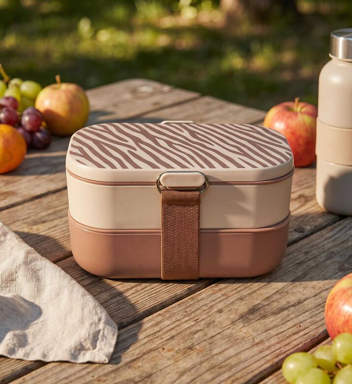 Iris Barcelona Zebra Cutlery Bento Lunch Box, Model View
