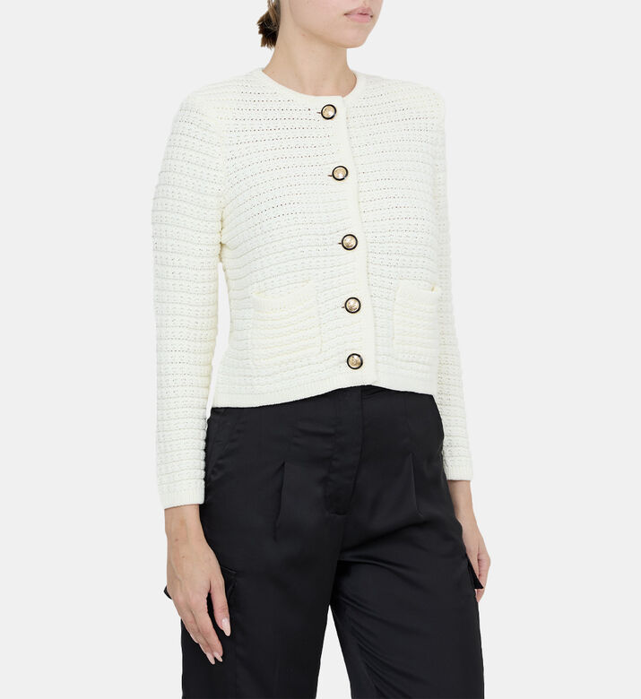 Medallion Button Placket Knit Cardigan