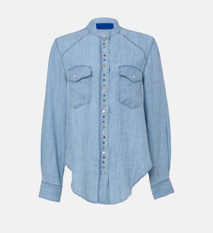 قميص بأزرار دائرية متعددة الألوان