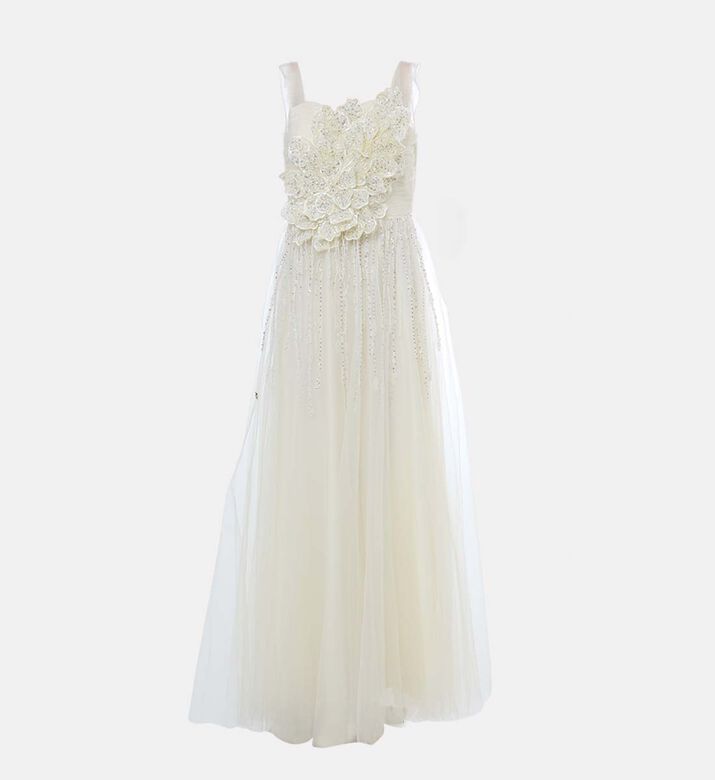 فستان بلا أكمام مزين بخرز