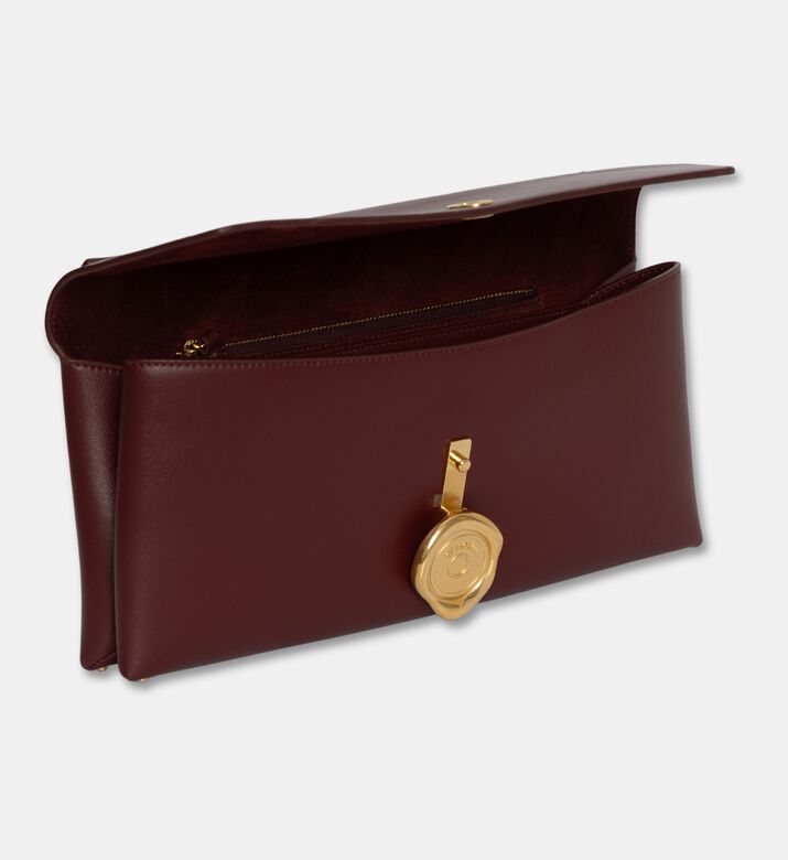Mlouye Calf Leather Seal Clutch, Burgundy, Packshot View