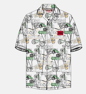 قميص قصير الأكمام بطبعة بالكامل