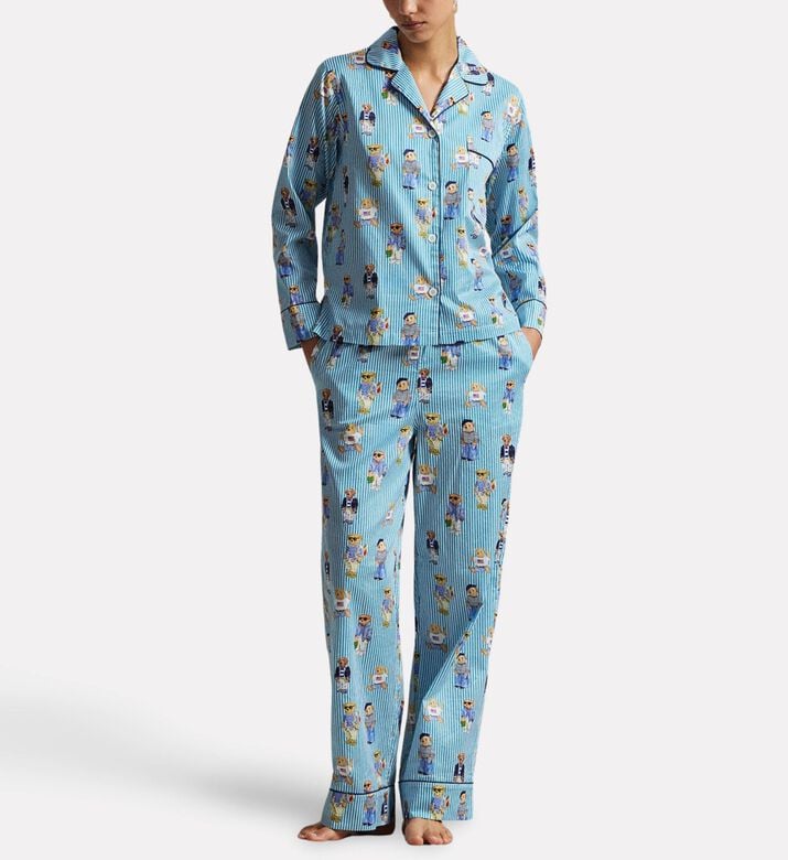 Polo by Ralph Lauren Bear-print Long-sleeve Pajama Set, Model View