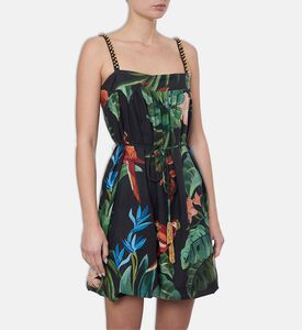 Farm Rio Tropical-print Chiffon A-line Mini Dress, Model View